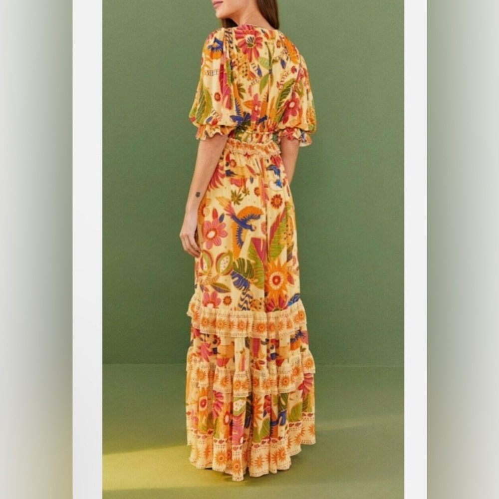 FARM Rio Yellow Rio Tapestry Maxi Dress sz small - Picture 2 of 12